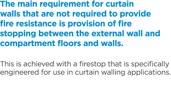 The main requirement for curtain walls that are not required to provide fire resistance is provision of fire stopping...