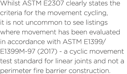 Whilst ASTM E2307 clearly states the criteria for the movement cycling, it is not uncommon to see listings where move...