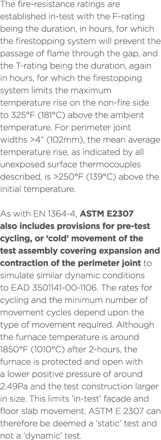 The fire resistance ratings are established in test with the F rating being the duration, in hours, for which the fir...