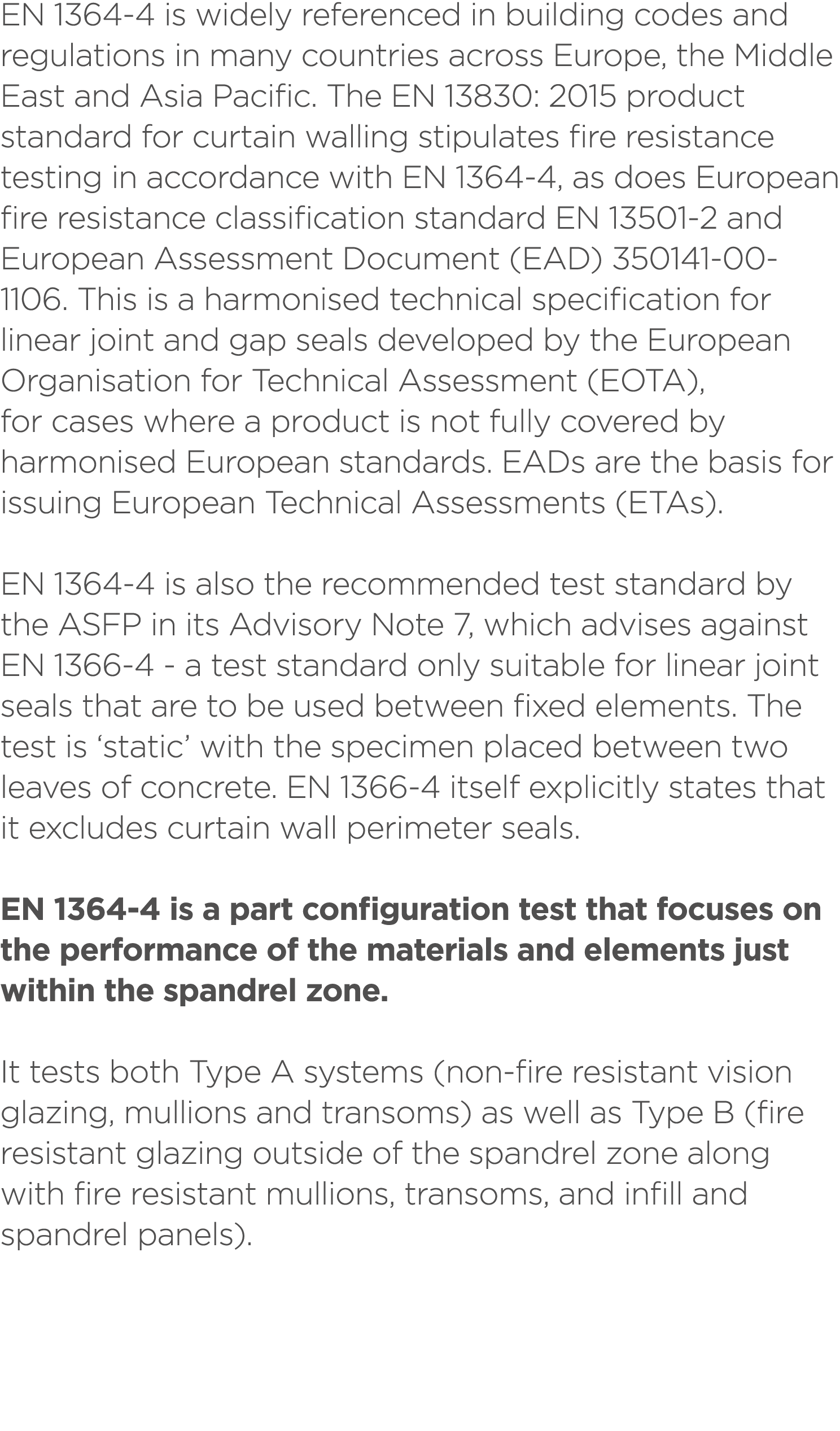 EN 1364 4 is widely referenced in building codes and regulations in many countries across Europe, the Middle East and...