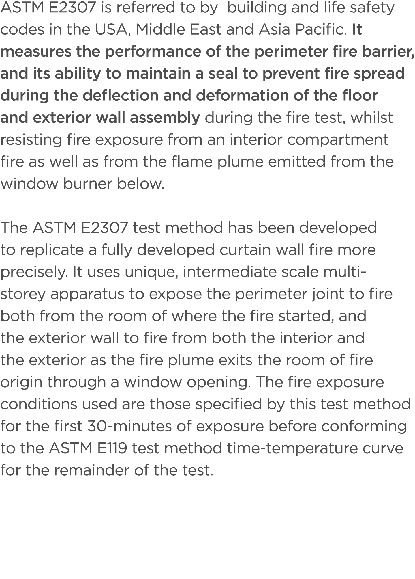 ASTM E2307 is referred to by building and life safety codes in the USA, Middle East and Asia Pacific. It measures the...