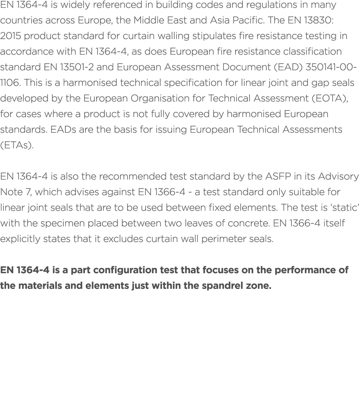 EN 1364 4 is widely referenced in building codes and regulations in many countries across Europe, the Middle East and...