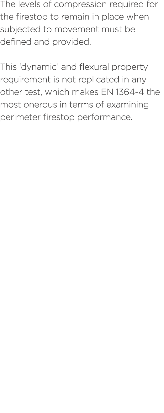 The levels of compression required for the firestop to remain in place when subjected to movement must be defined and...